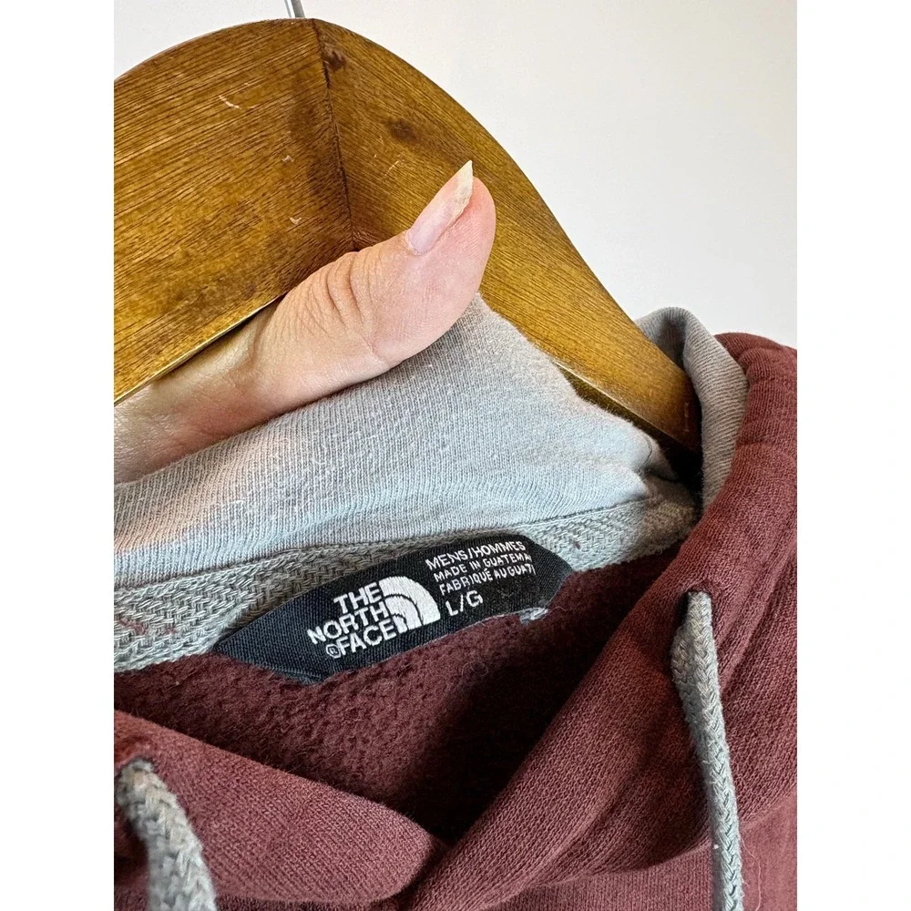 The North Face Hoodie Mens Large Maroon Pullover Fleece Logo Sweatshirt Gorpcore